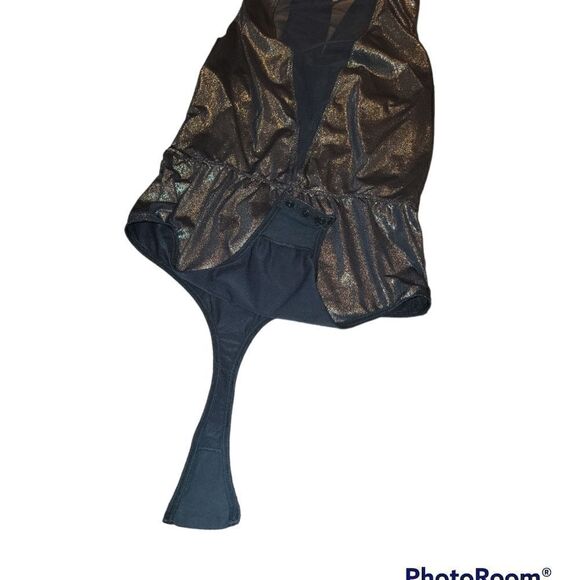 Victoria's Secret Gold Metallic Bodysuit Black Mesh Backless S - Picture 12 of 14
